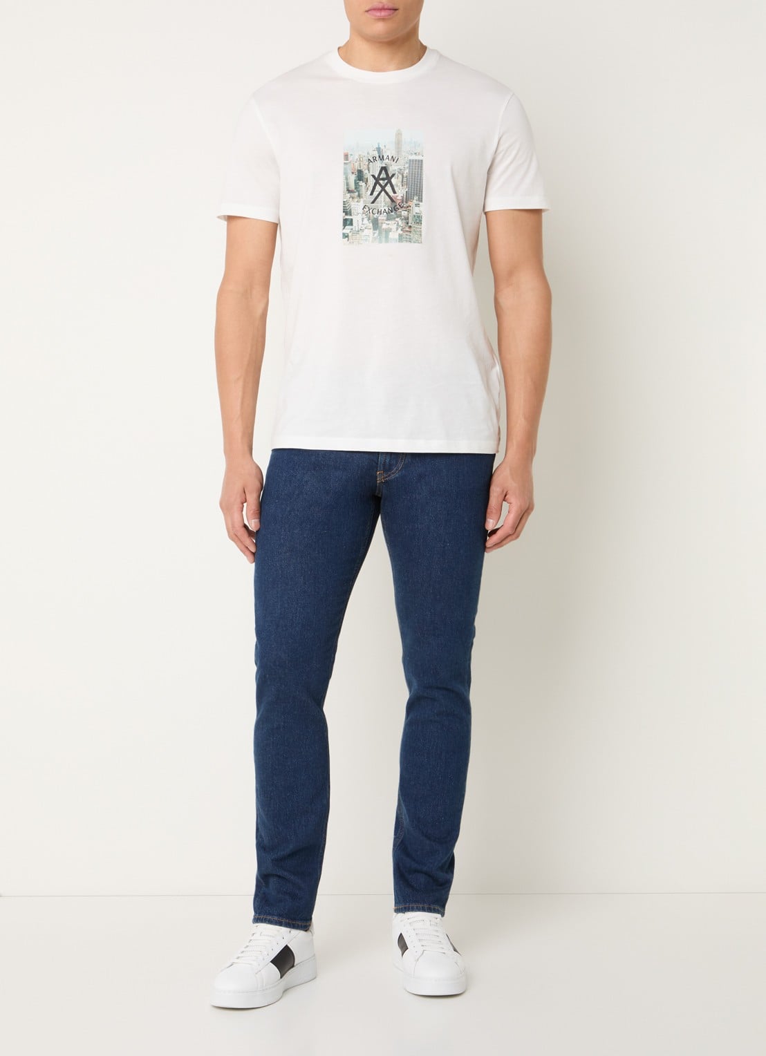 Armani Skinny jeans met lichte wassing - voorkant 3 indigo