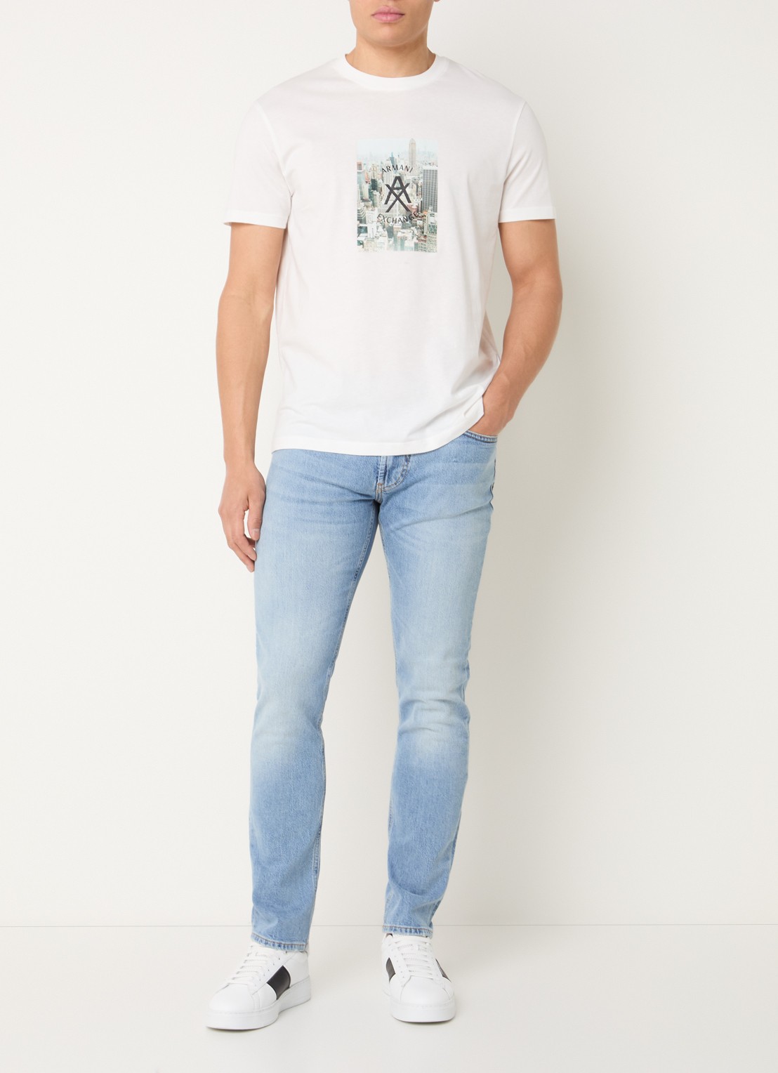 Armani Skinny jeans met lichte wassing - voorkant 3 blauwgrijs