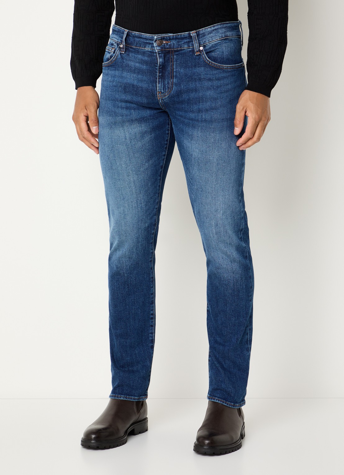 Armani Skinny jeans met medium wassing - detail indigo