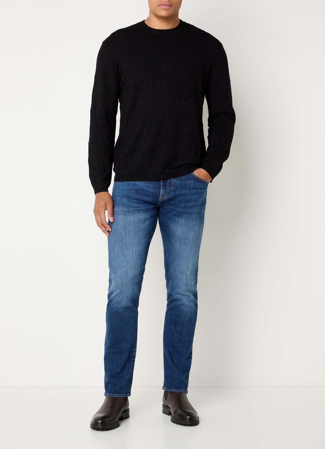 Armani Skinny jeans met medium wassing - voorkant 5 indigo