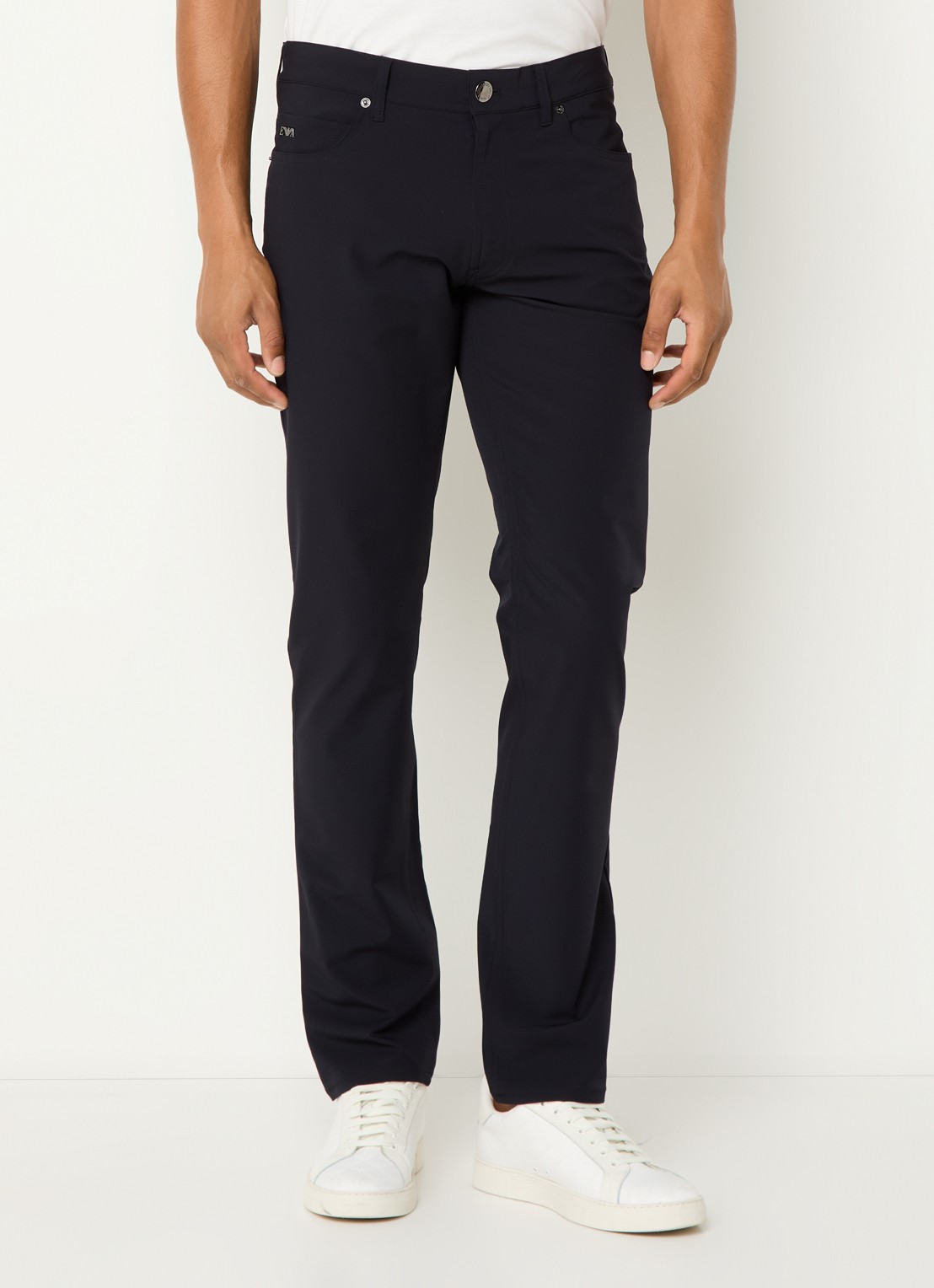 Armani Slim fit broek met steekzakken - detail 2 donkerblauw