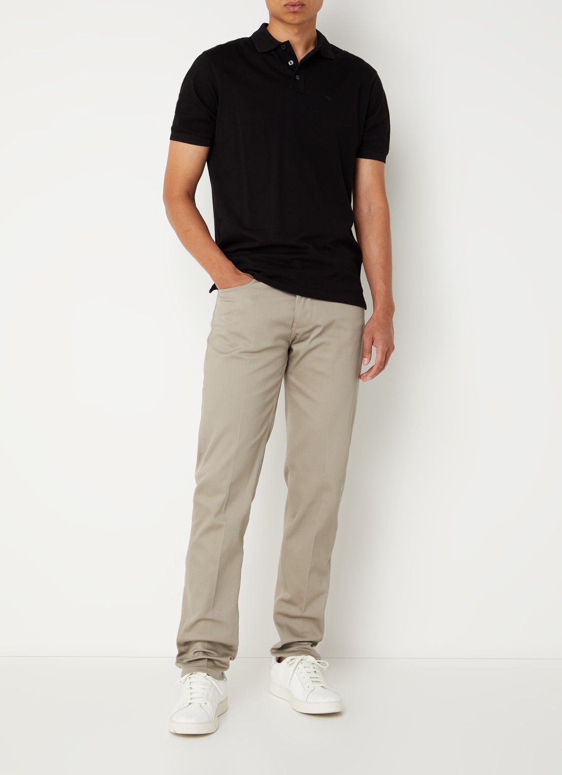 Armani Slim fit chino met steekzakken - voorkant 5 khaki