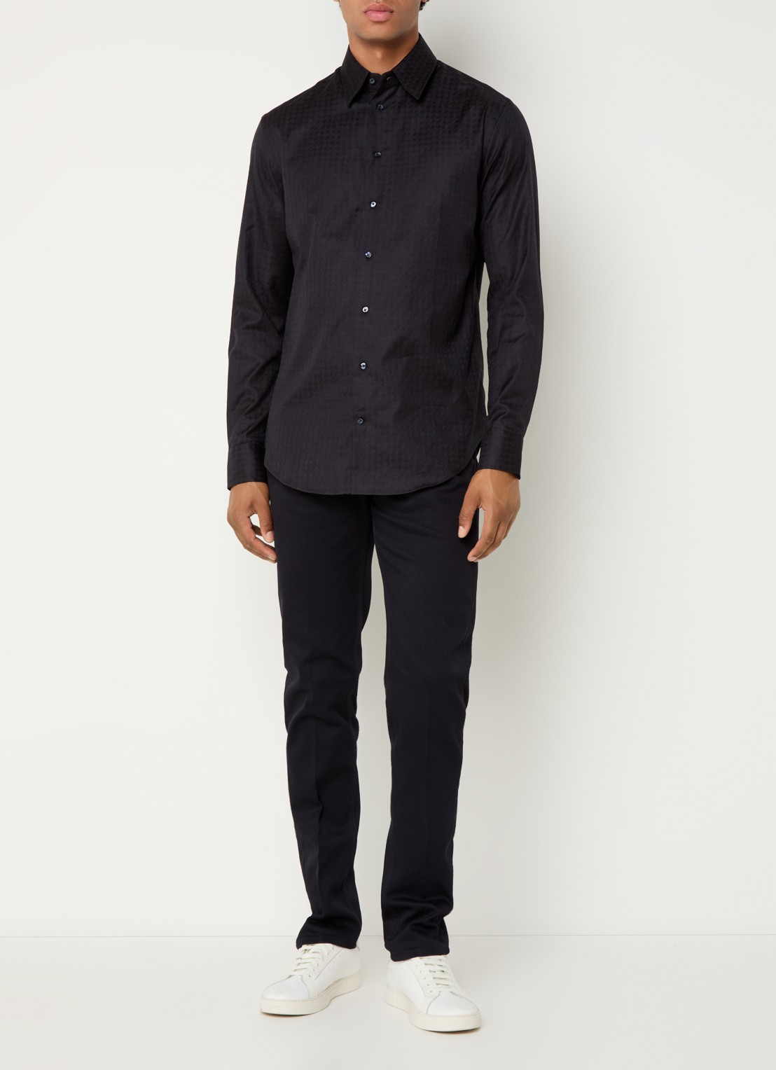 Armani Slim fit chino met steekzakken - voorkant 5 donkerblauw