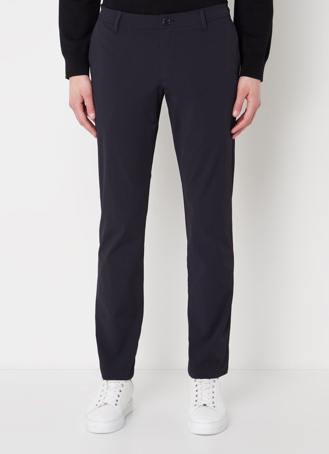 Armani Slim fit chino met stretch en steekzakken - detail 4 donkerblauw