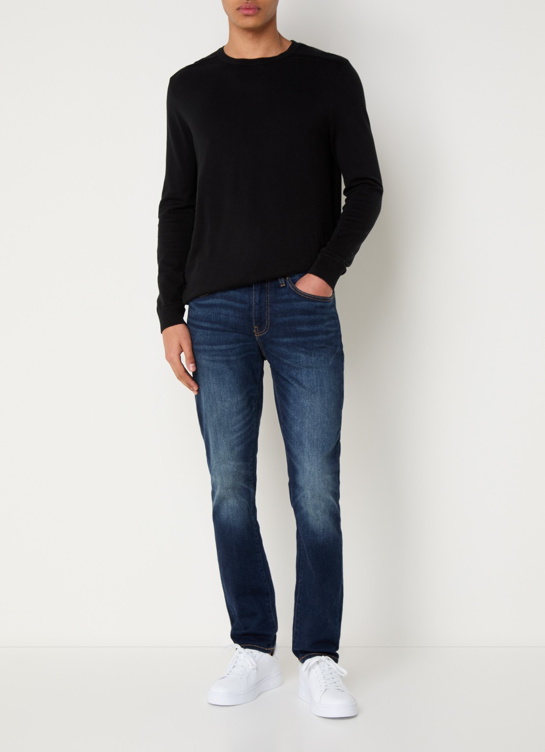 Armani Slim fit jeans met donkere wassing - voorkant 2 indigo