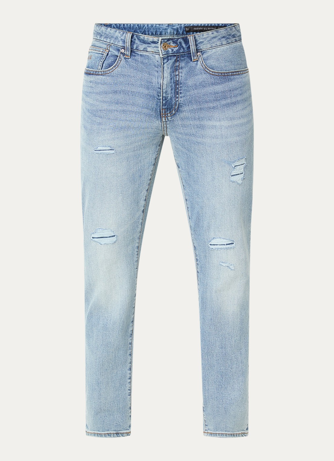 Armani Slim fit jeans met donkere wassing - voorkant lichtblauw