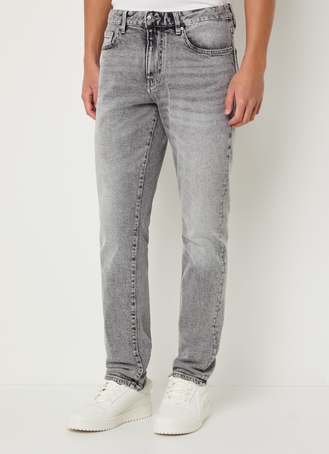 Armani Slim fit jeans met donkere wassing - detail blauwgrijs