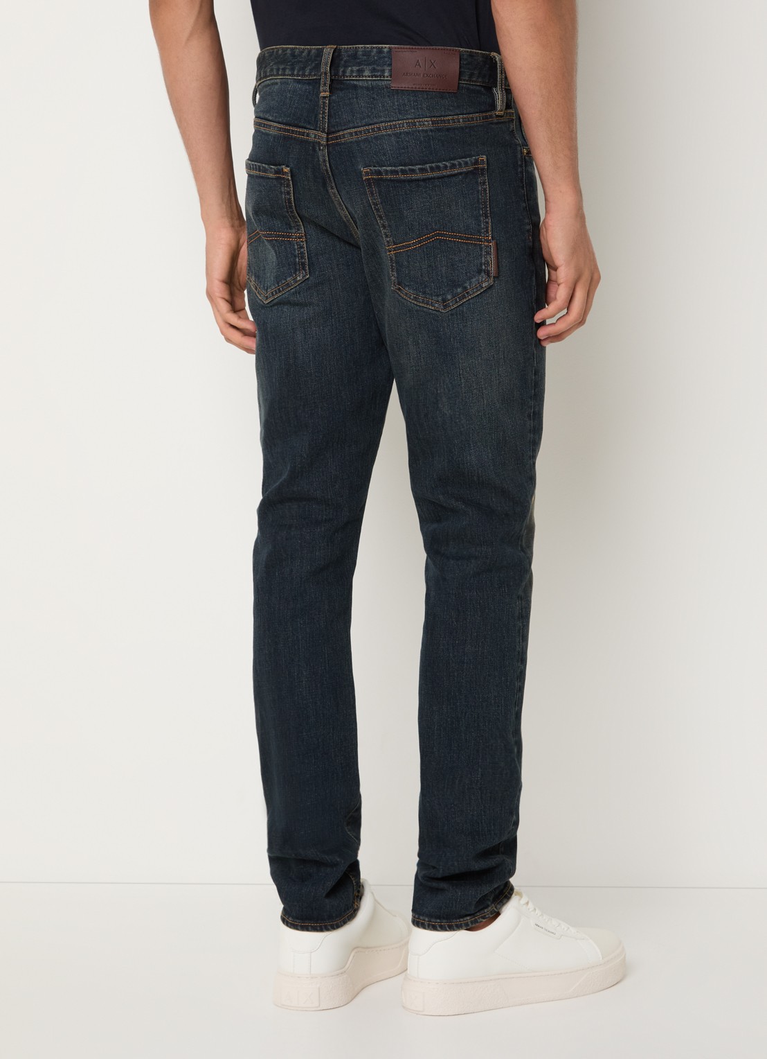 Armani Slim fit jeans met donkere wassing - achterkant 3 petrol