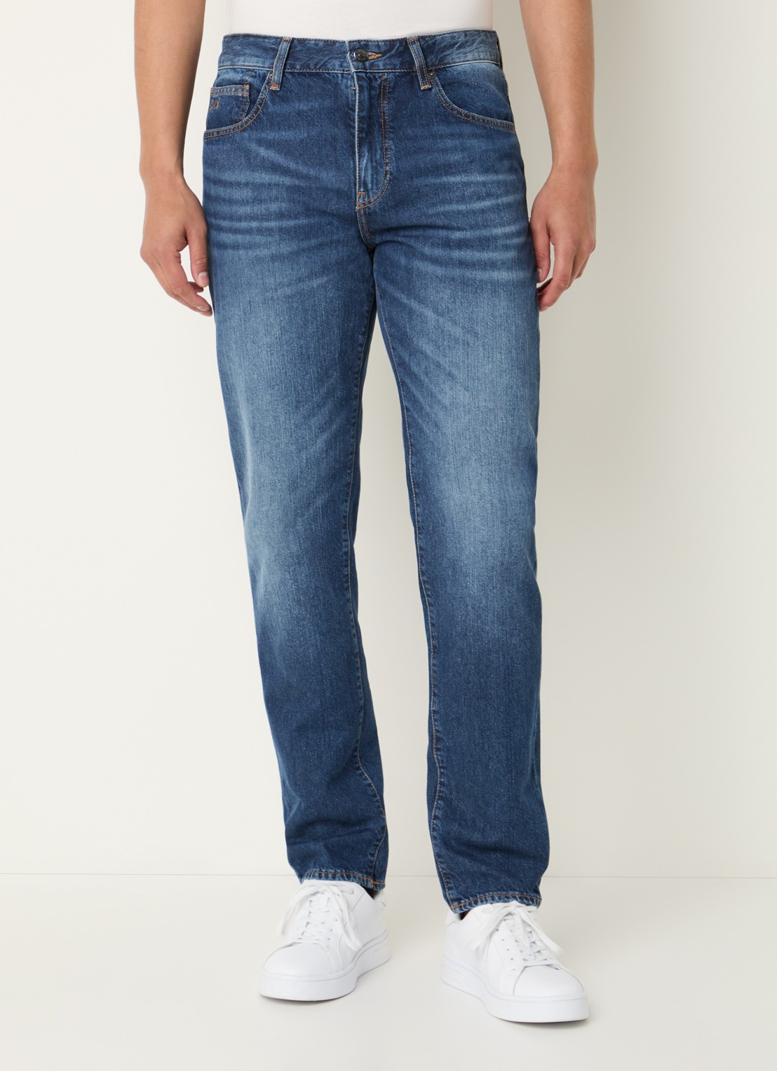 Armani Slim fit jeans met donkere wassing - detail 4 indigo