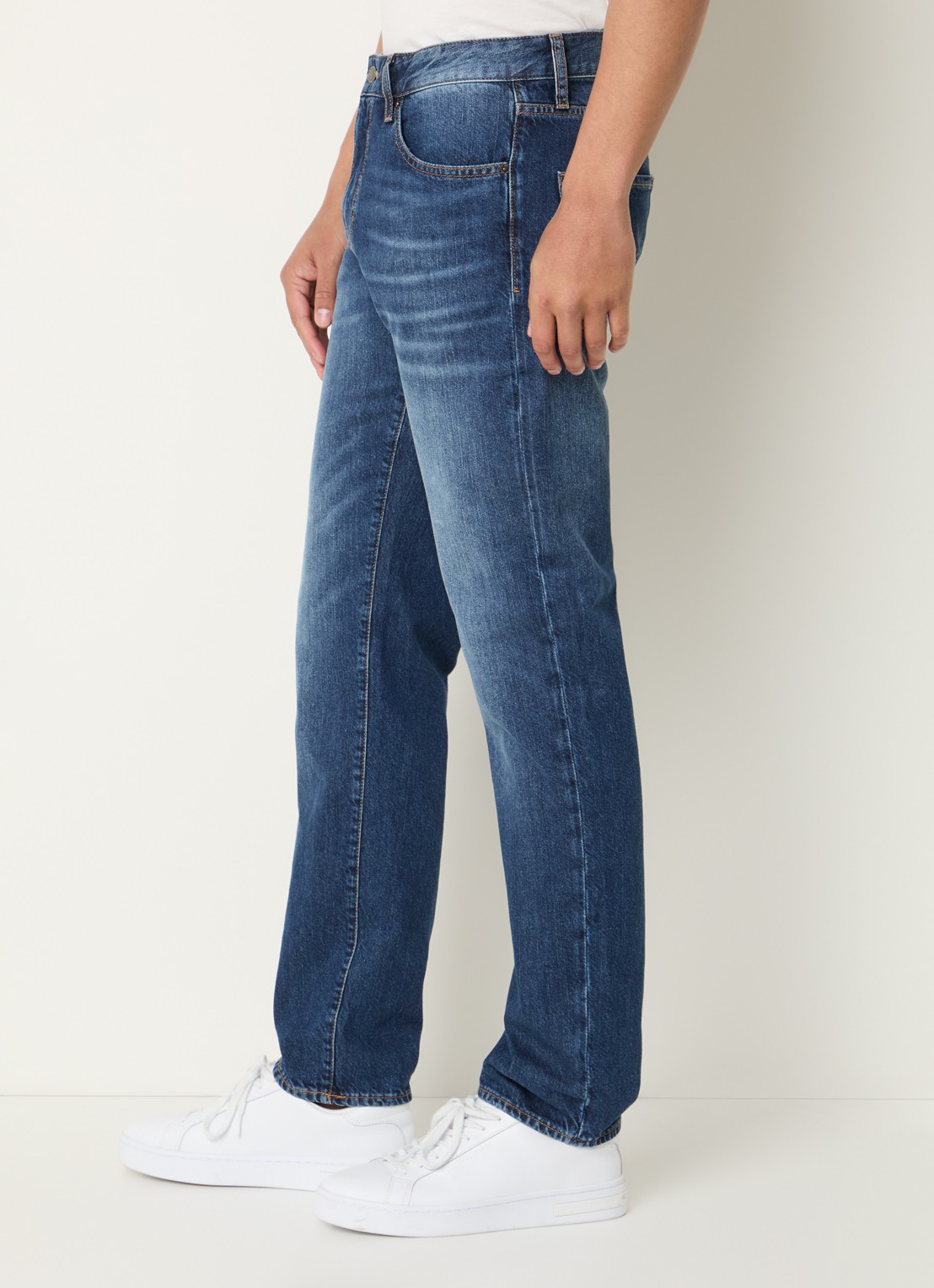 Armani Slim fit jeans met donkere wassing - detail 5 indigo