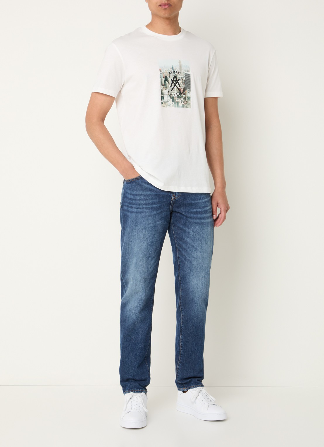 Armani Slim fit jeans met donkere wassing - voorkant 2 indigo