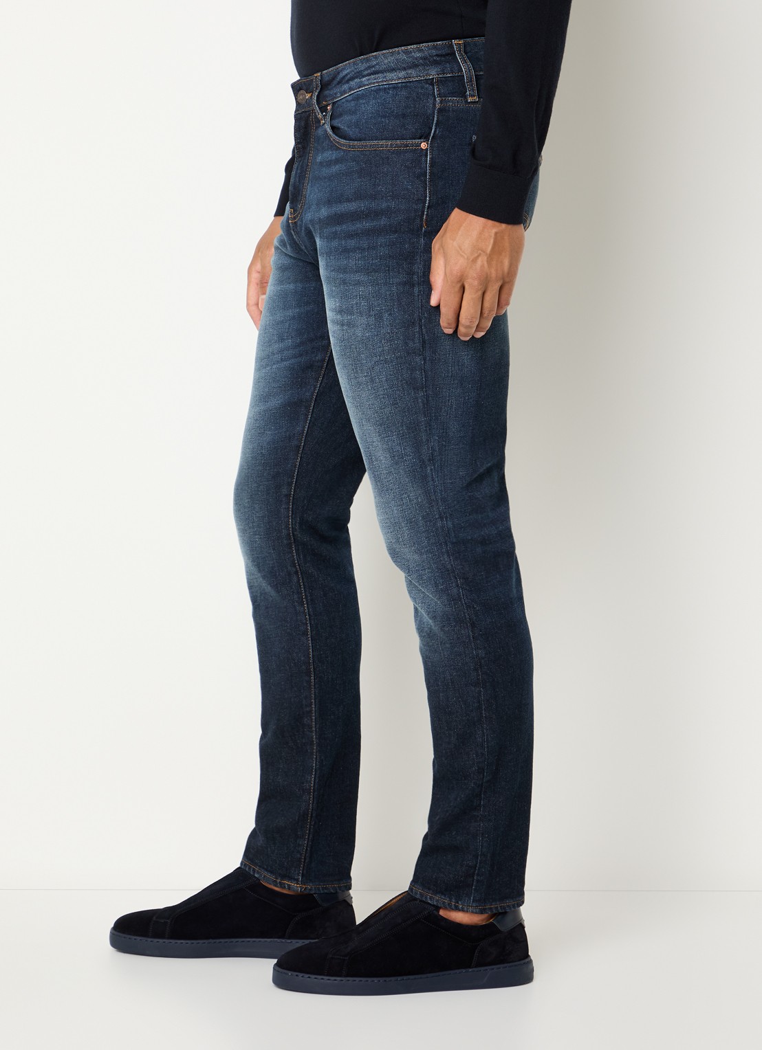 Armani Slim fit jeans met donkere wassing - detail 3 indigo