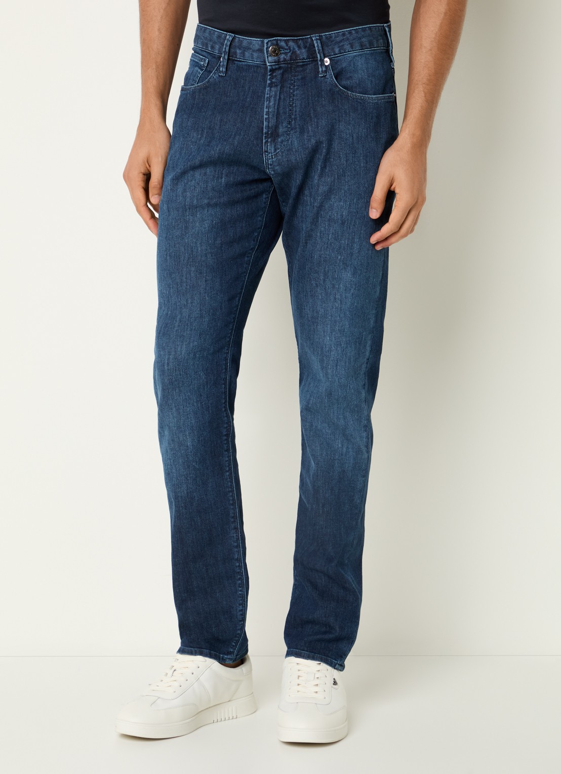 Armani Slim fit jeans met donkere wassing - detail 4 middengrijs