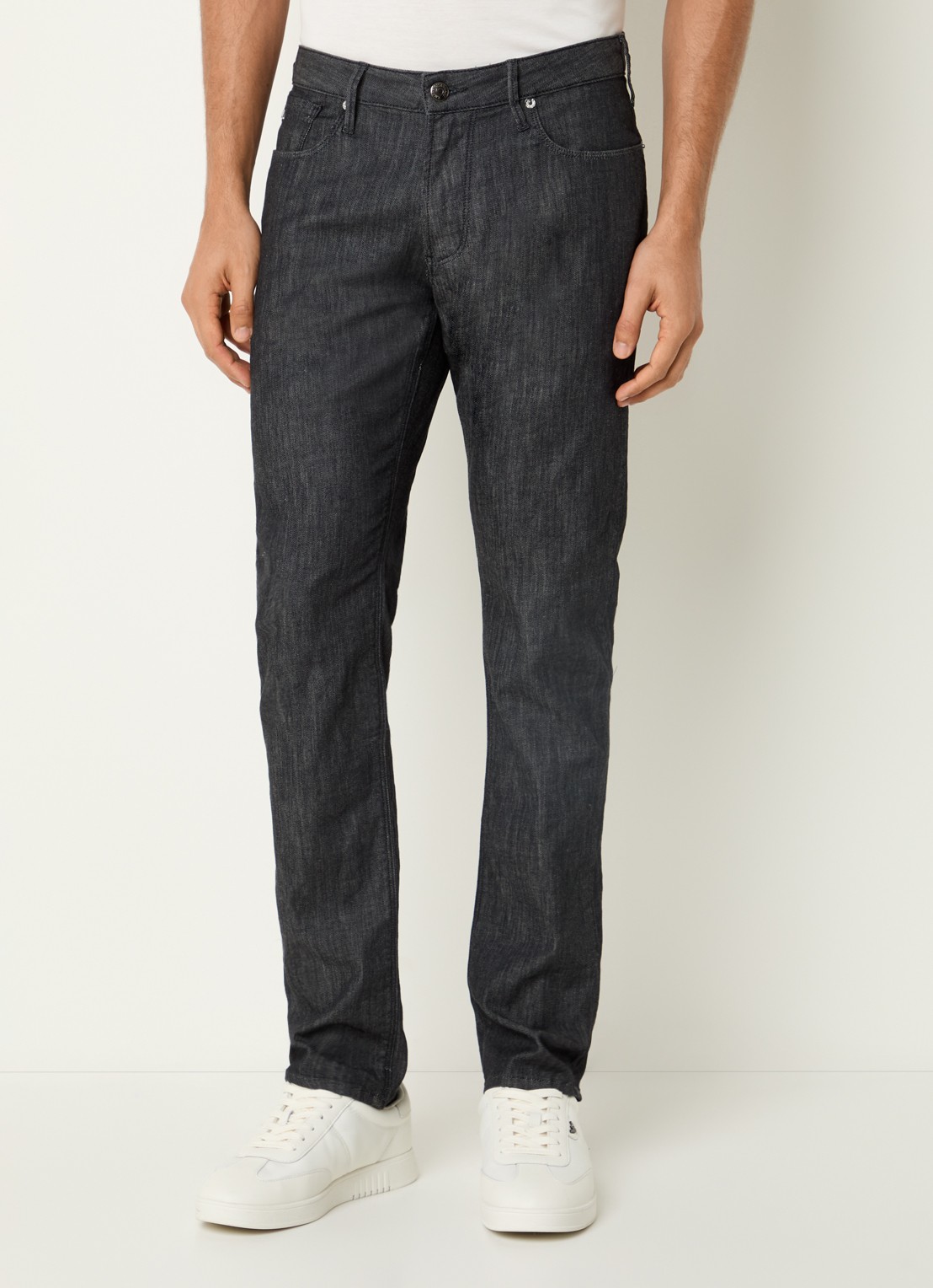 Armani Slim fit jeans met donkere wassing - detail 4 taupe