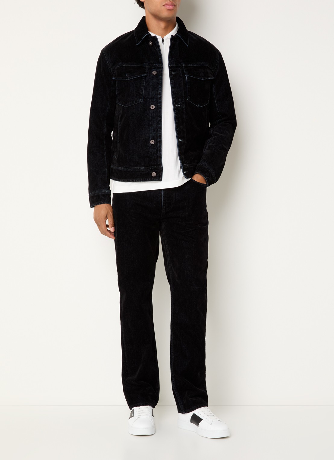 Armani Slim fit jeans met donkere wassing - voorkant 5 zwart