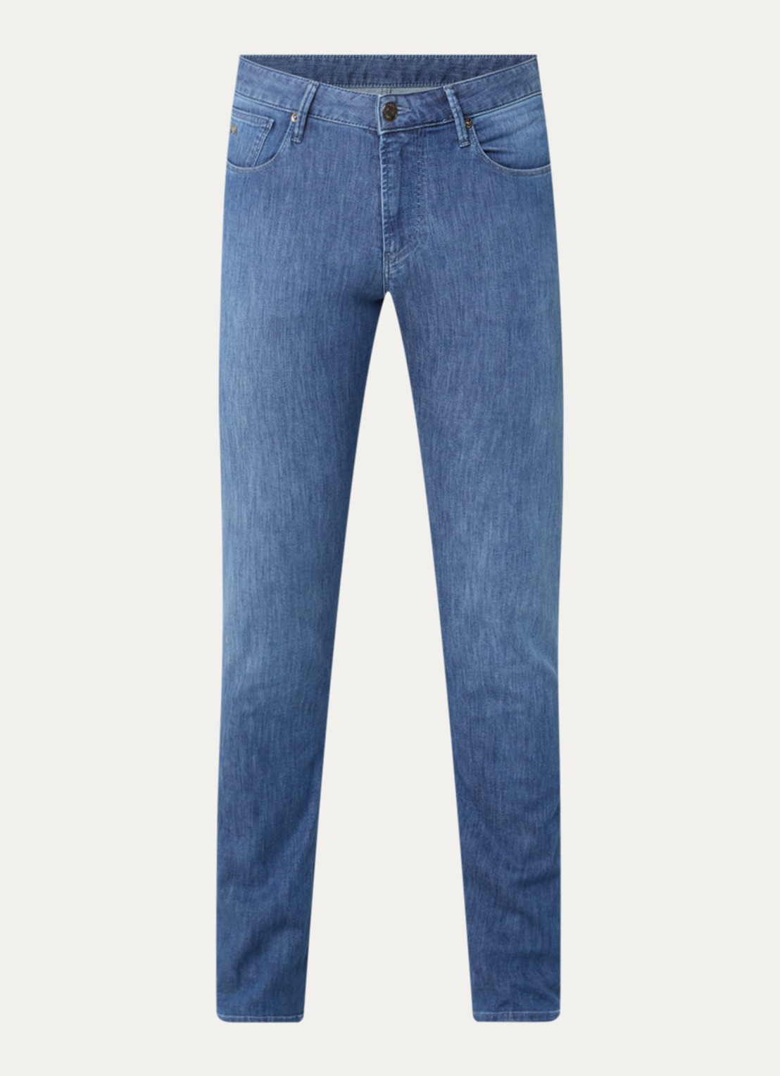 Armani Slim fit jeans met donkere wassing - voorkant 2 blauwgrijs