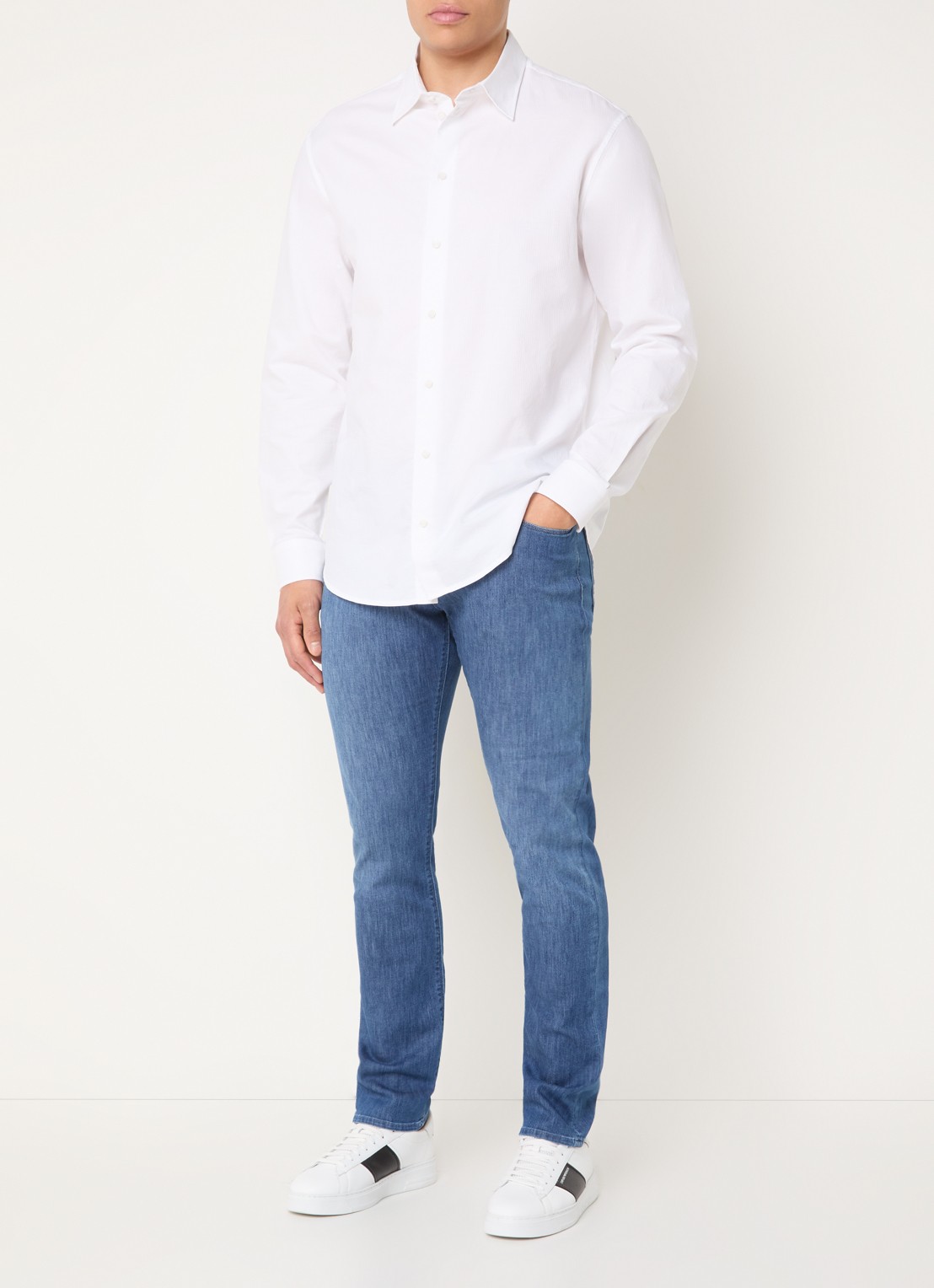Armani Slim fit jeans met donkere wassing - voorkant 3 blauwgrijs
