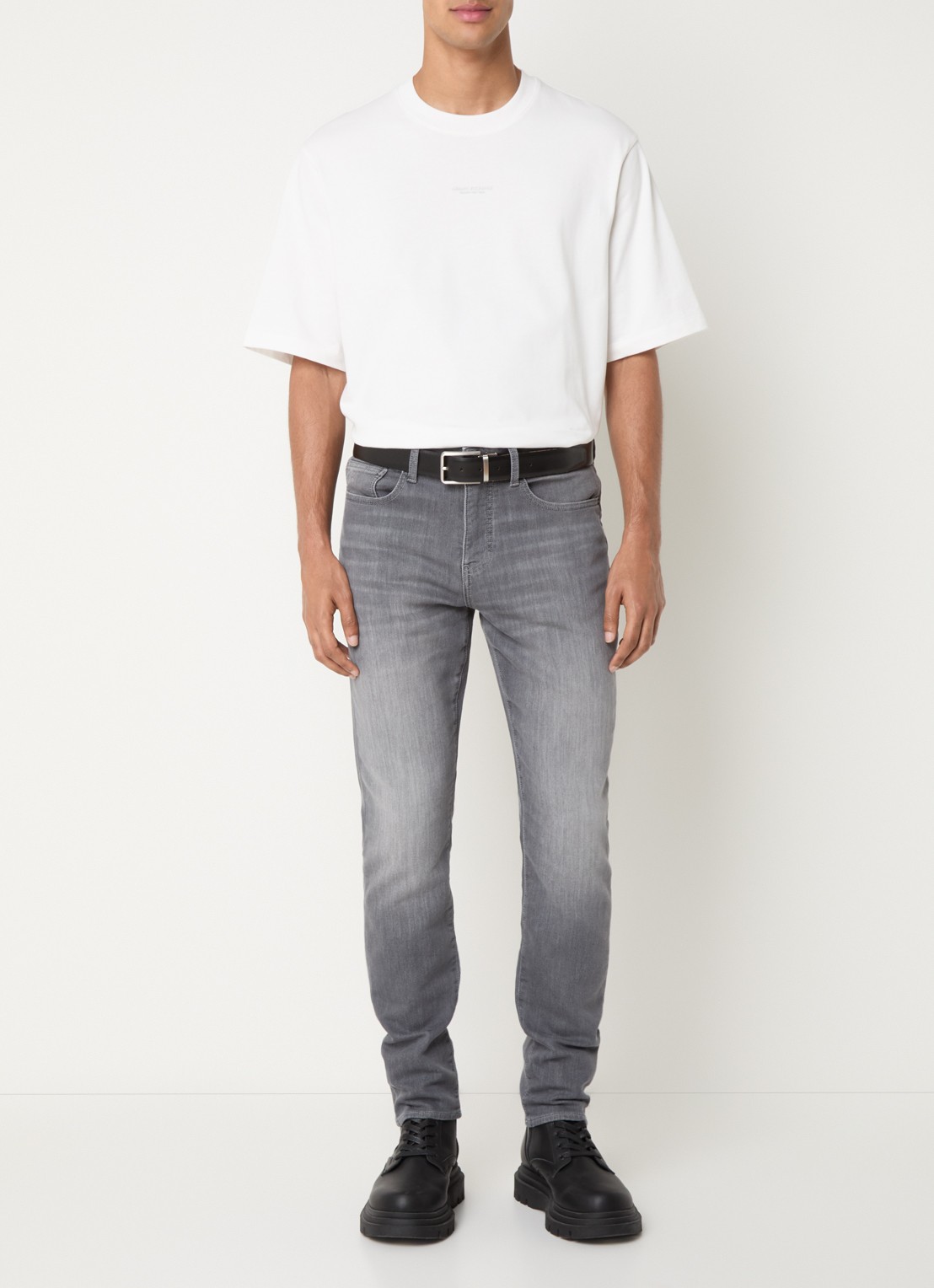 Armani Slim fit jeans met gekleurde wassing en steekzakken - voorkant 5 grijs