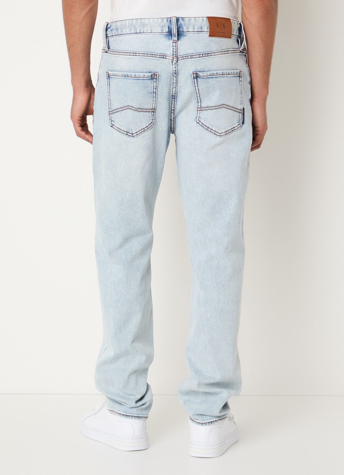 Armani Slim fit jeans met gekleurde wassing - achterkant 3 lichtblauw