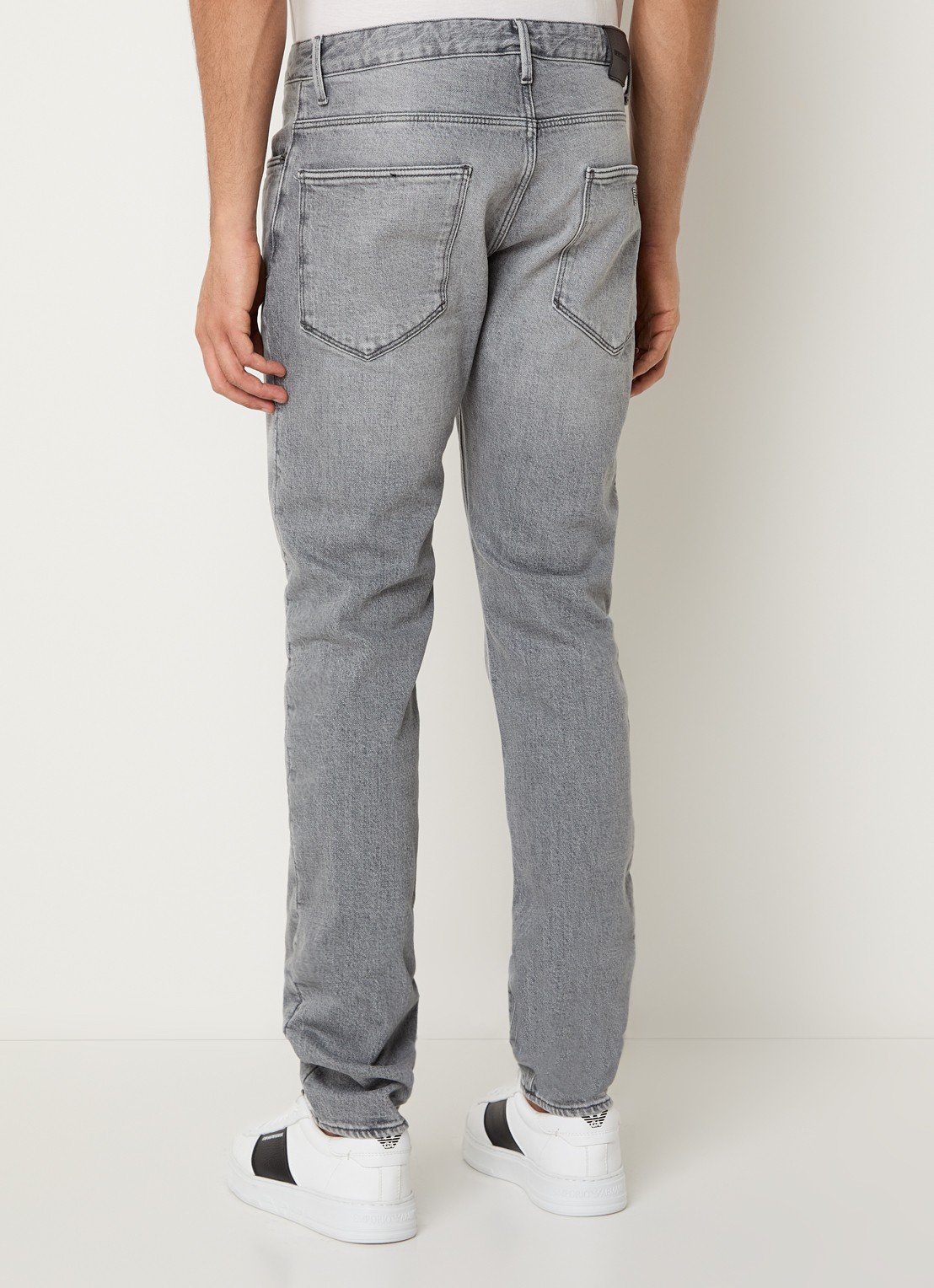 Armani Slim fit jeans met gekleurde wassing - achterkant 3 lichtgrijs