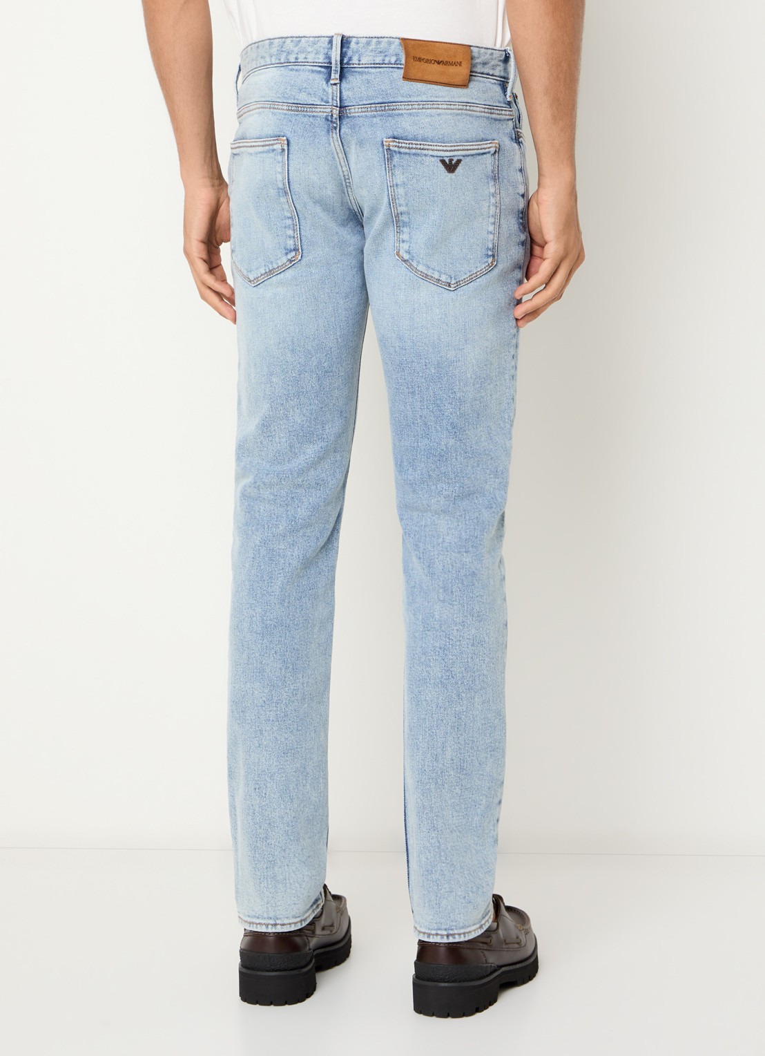 Armani Slim fit jeans met lichte wassing - achterkant 3 indigo