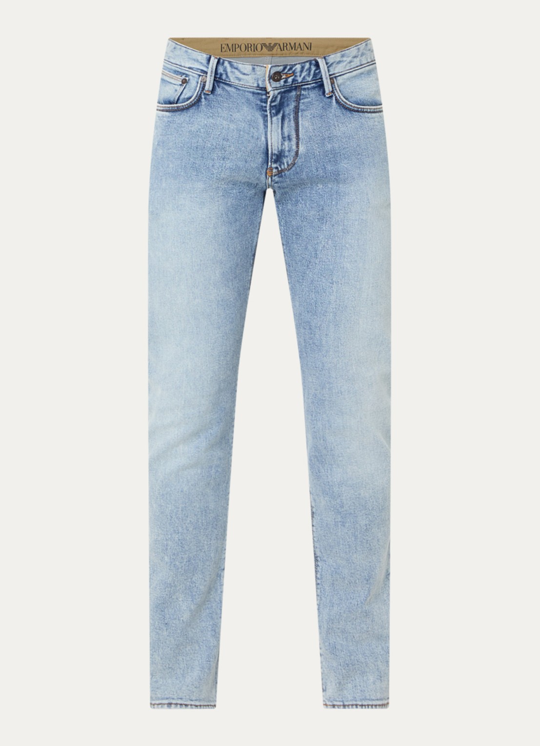 Armani Slim fit jeans met lichte wassing - voorkant 4 indigo