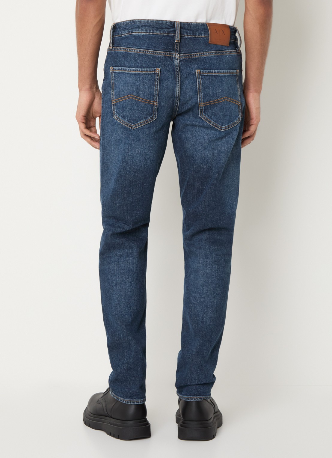 Armani Slim fit jeans met medium wassing en steekzakken - achterkant 3 indigo