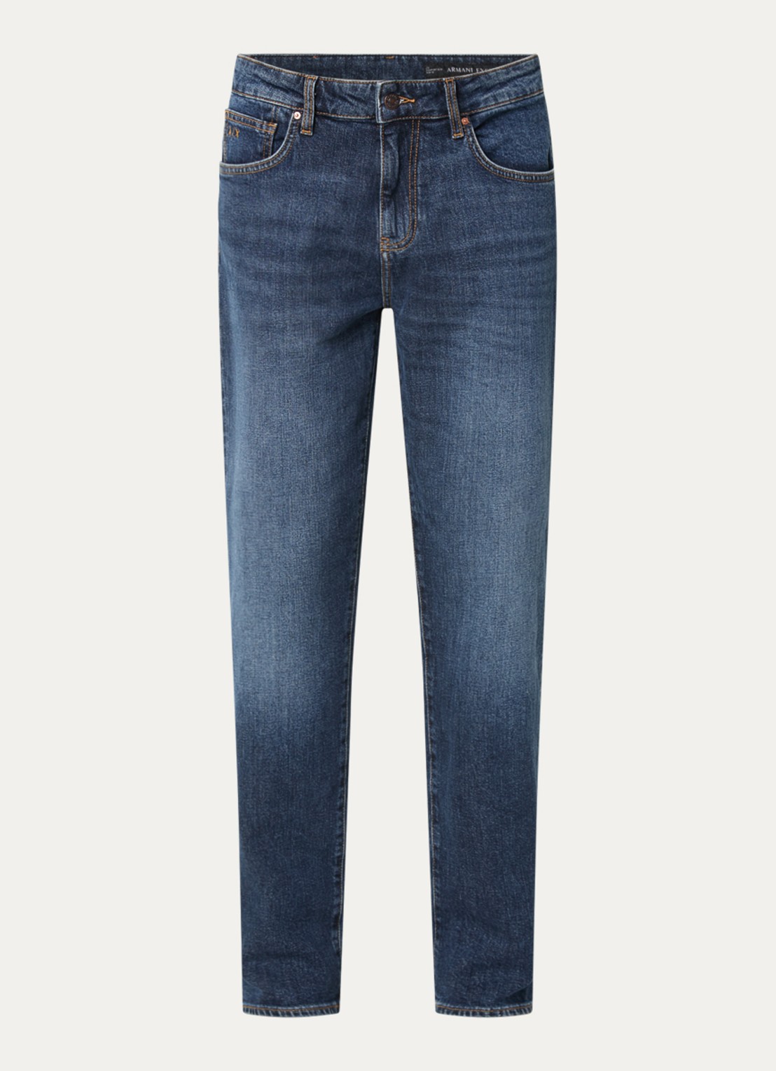 Armani Slim fit jeans met medium wassing en steekzakken - voorkant 4 indigo