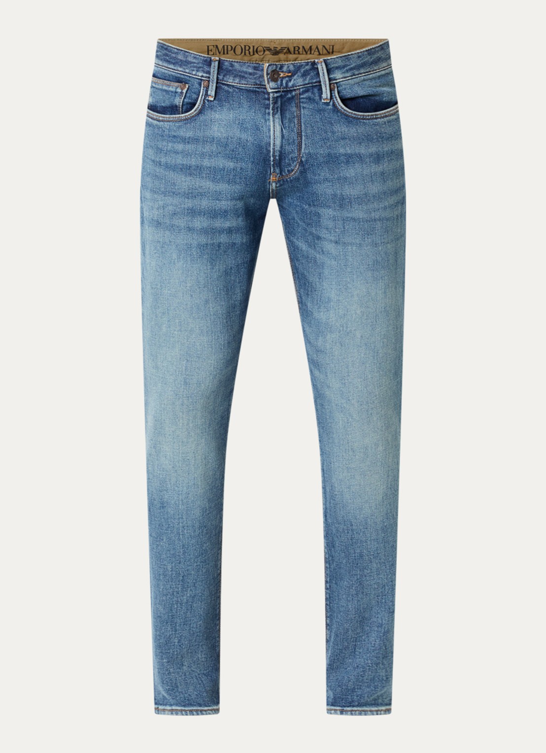 Armani Slim fit jeans met medium wassing en steekzakken - voorkant 4 indigo
