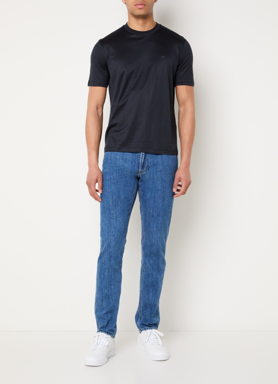 Armani Slim fit jeans met medium wassing - voorkant 5 indigo