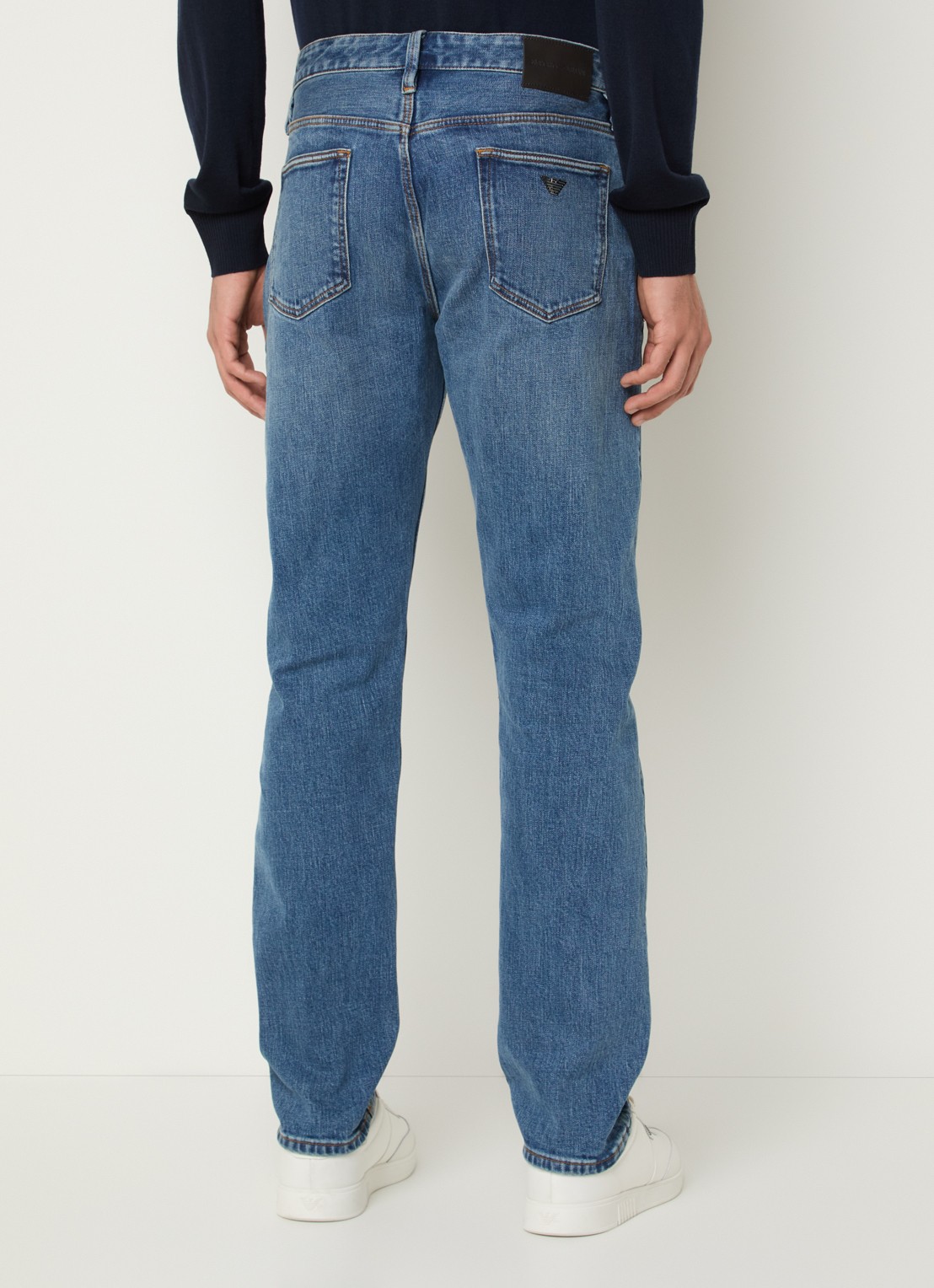 Armani Slim fit jeans met medium wassing - achterkant indigo