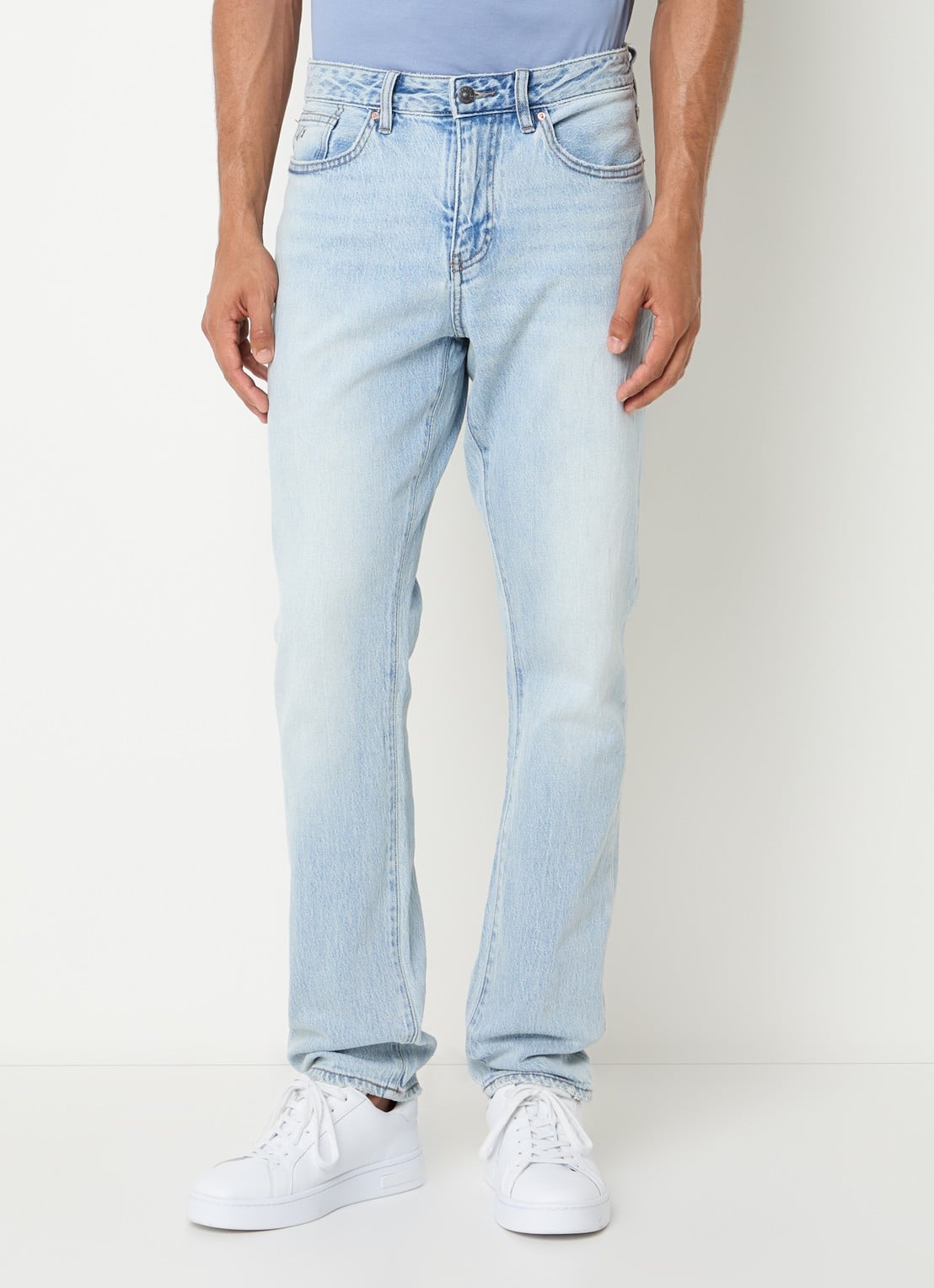 Armani Slim fit jeans met steekzakken - detail 3 lichtblauw