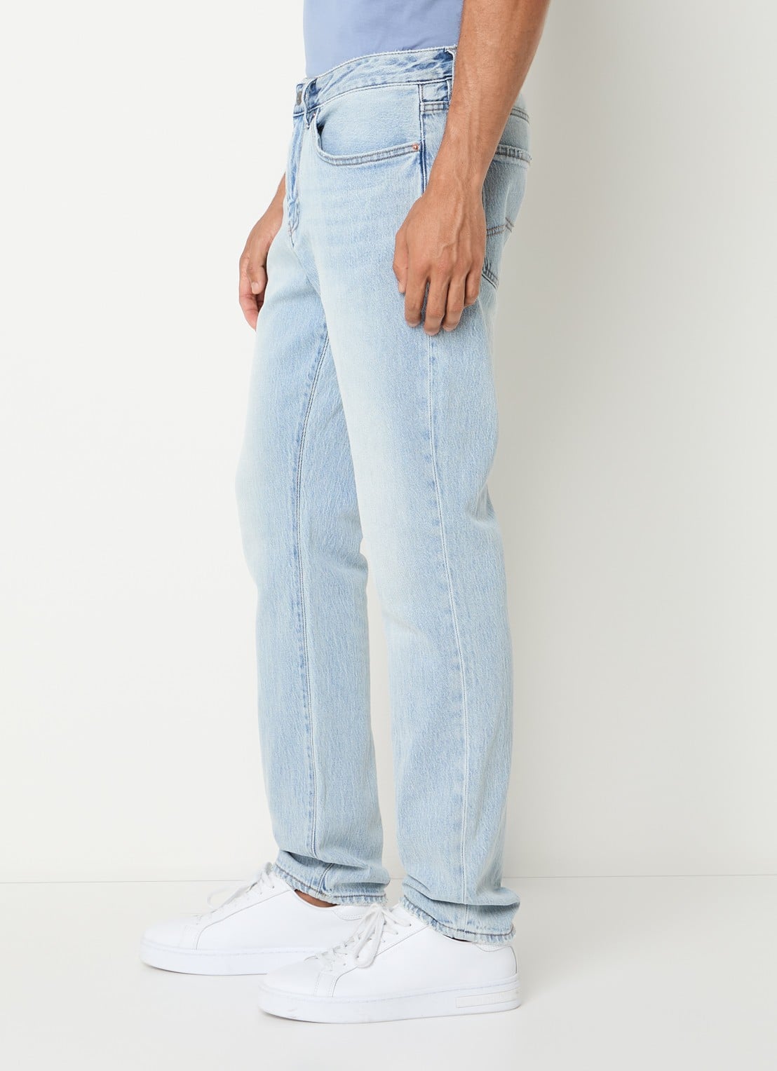 Armani Slim fit jeans met steekzakken - detail 4 lichtblauw