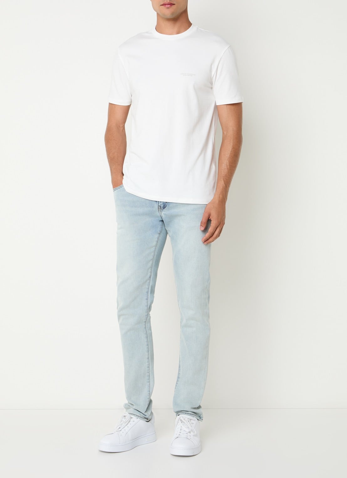 Armani Slim fit jeans met steekzakken - voorkant 4 lichtblauw