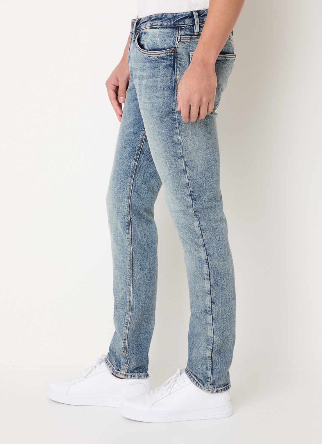 Armani Slim fit jeans met steekzakken - detail 3 lichtblauw