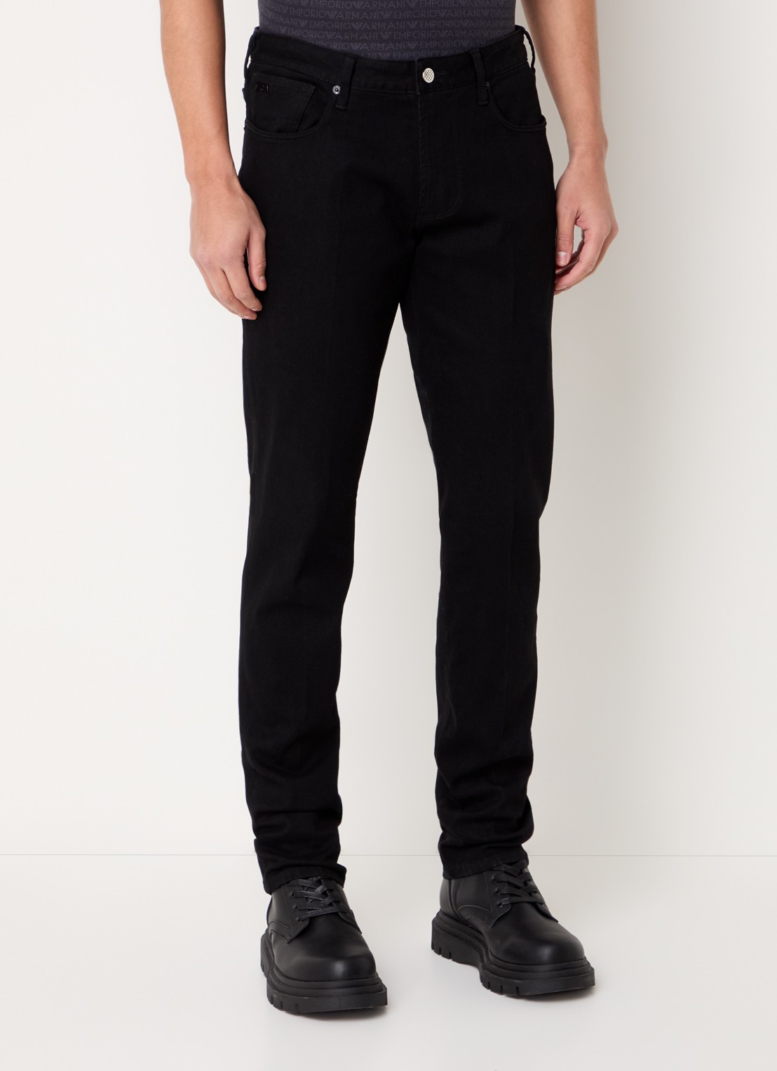 Armani Slim fit jeans met steekzakken - detail 2 zwart