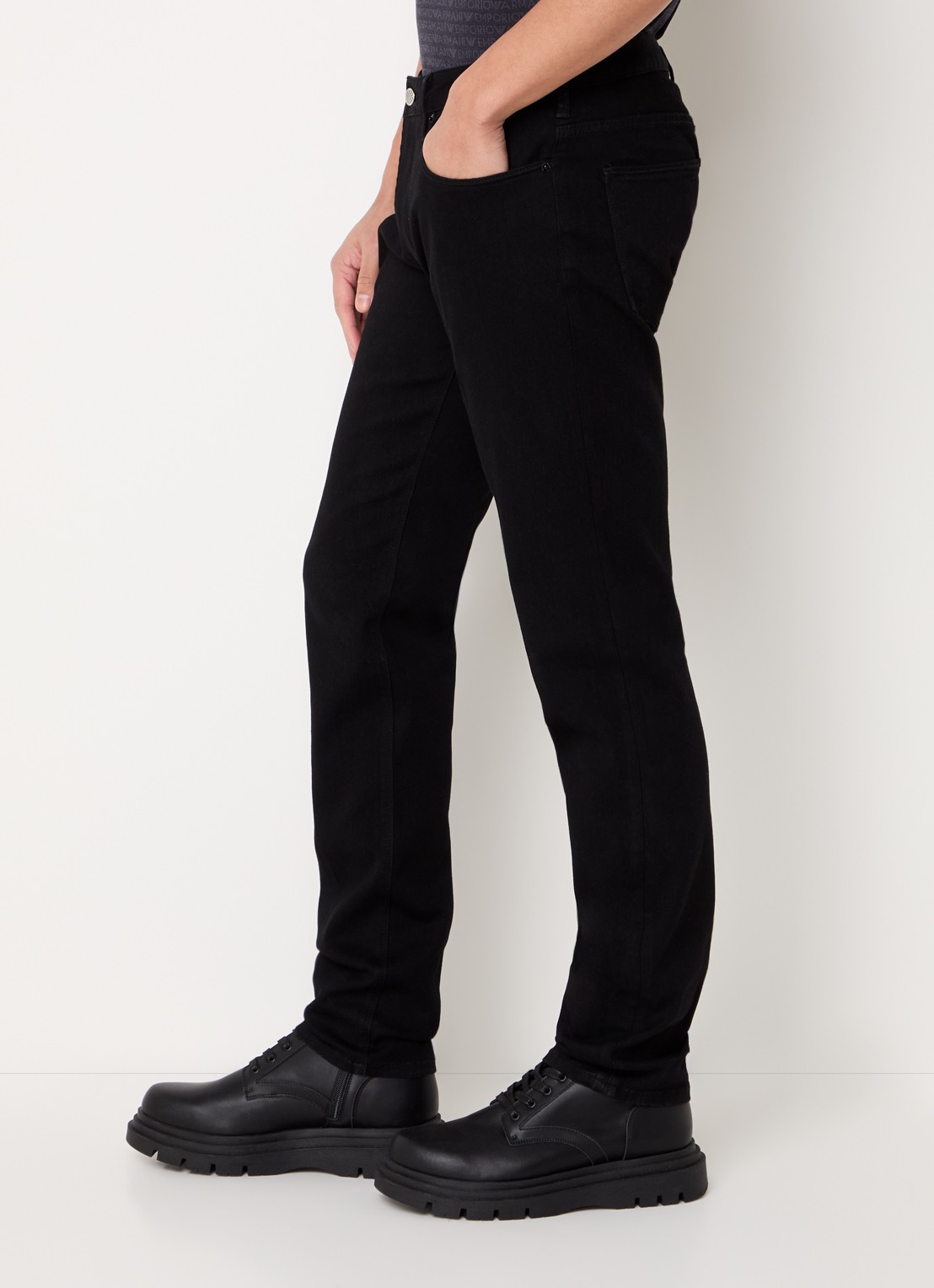 Armani Slim fit jeans met steekzakken - detail 3 zwart