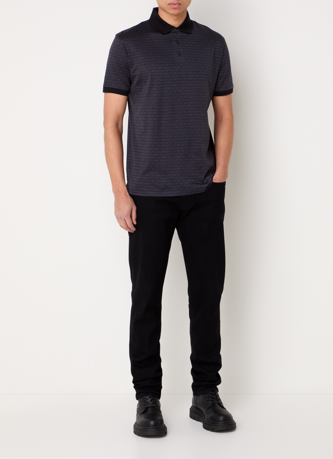 Armani Slim fit jeans met steekzakken - voorkant 5 zwart