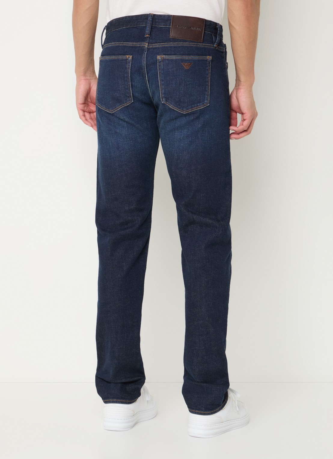Armani Slim fit jeans met steekzakken - achterkant donkerblauw
