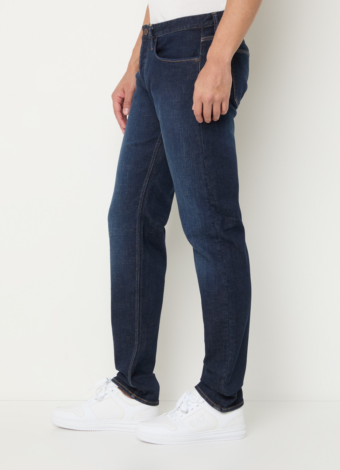 Armani Slim fit jeans met steekzakken - detail 3 donkerblauw