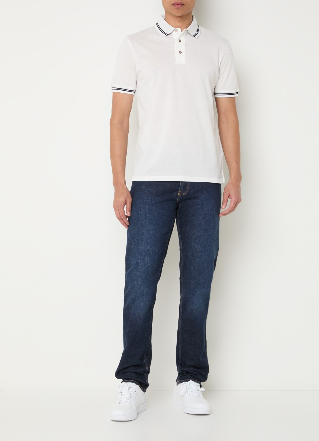 Armani Slim fit jeans met steekzakken - voorkant 5 donkerblauw