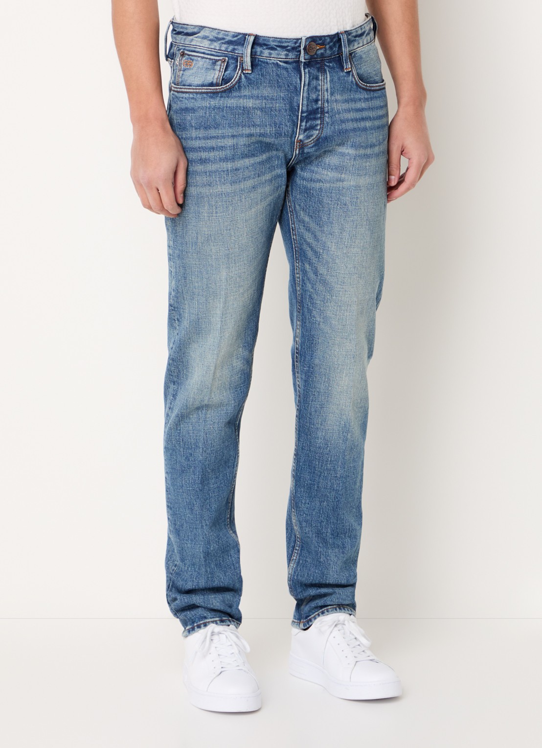 Armani Slim fit jeans met steekzakken - detail indigo