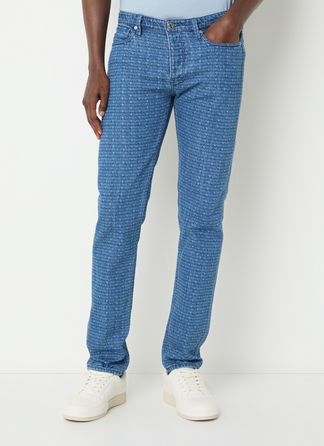 Armani Slim fit jeans met steekzakken - detail blauw