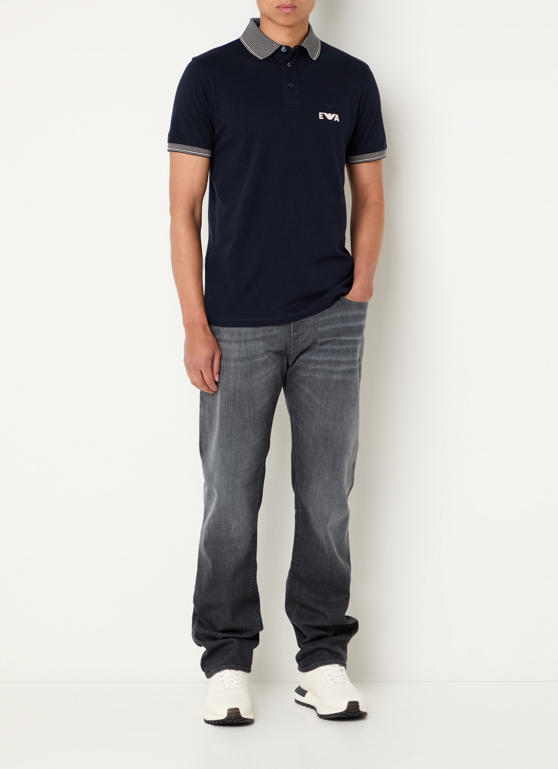 Armani Slim fit jeans met steekzakken - voorkant 2 grijs