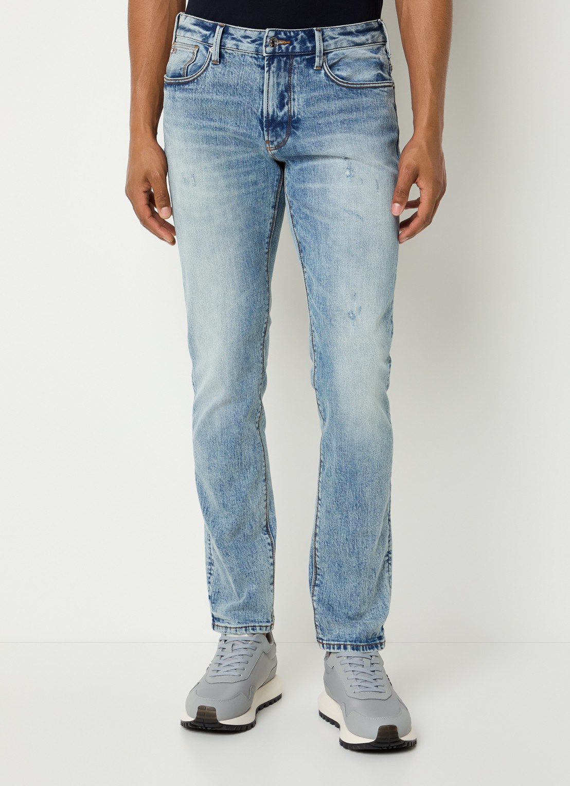 Armani Slim fit jeans met steekzakken - detail turquoise