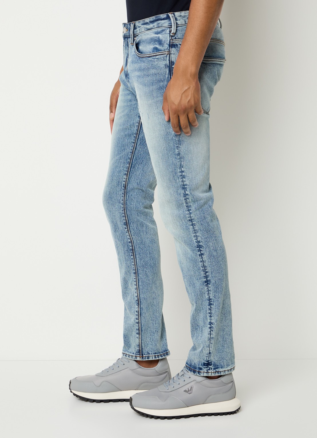 Armani Slim fit jeans met steekzakken - detail 2 turquoise