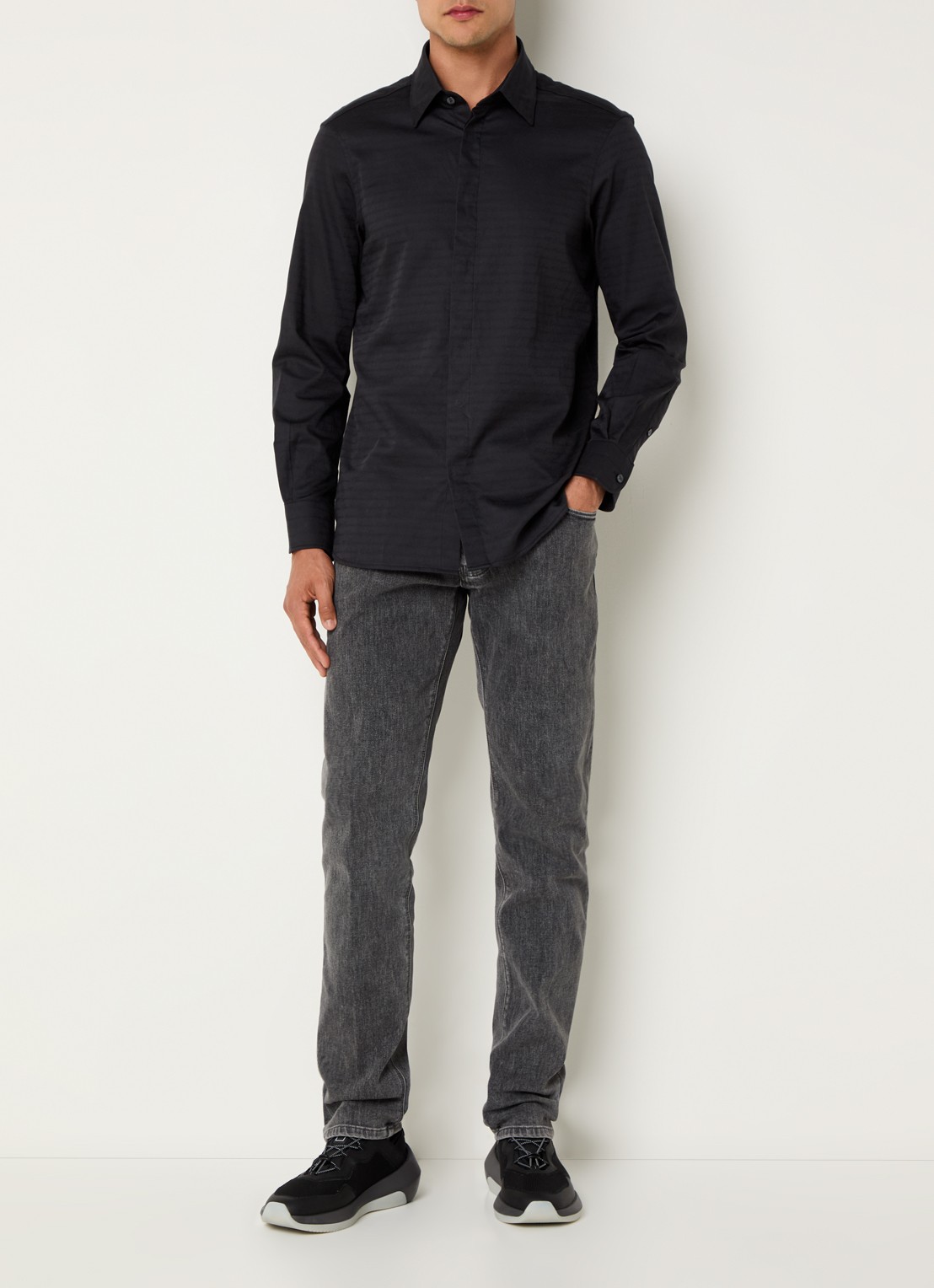 Armani Slim fit jeans met steekzakken - voorkant 3 grijsmele