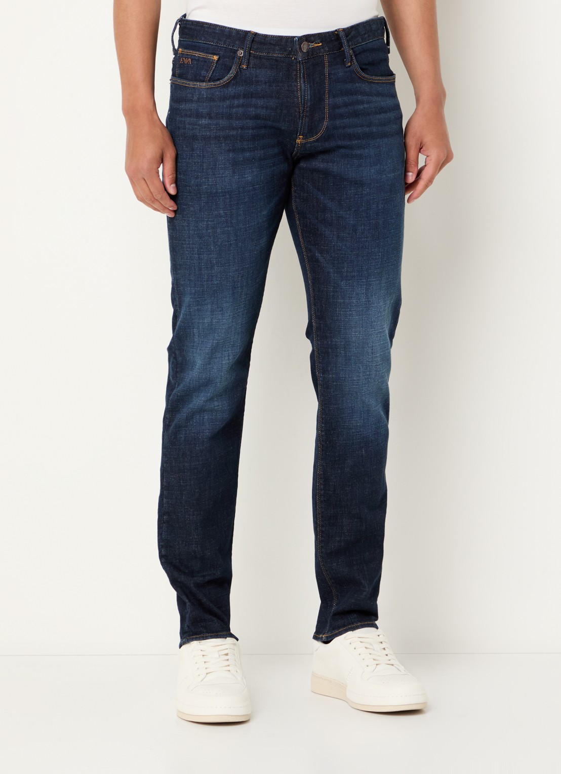 Armani Slim fit jeans met steekzakken - detail 3 kobaltblauw