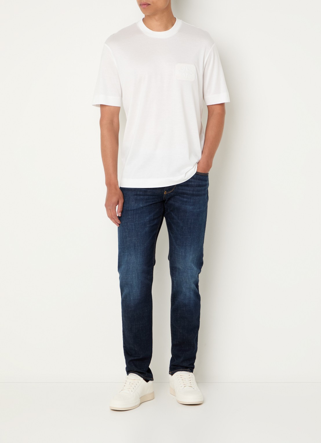 Armani Slim fit jeans met steekzakken - voorkant 2 kobaltblauw