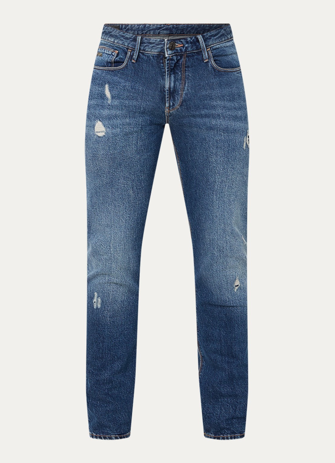 Armani Slim fit jeans met steekzakken - voorkant donkerblauw